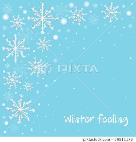 Winter celebration blue background with white snowflakes and blur dots Winter celebration blue background with white snowflakes and blur dots 59811172