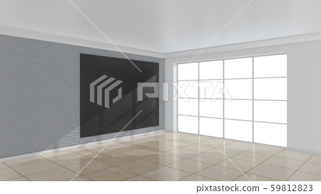 Interior with empty poster on wall. Mock up, 3D Rendering Interior with empty poster on wall. Mock up, 3D Rendering 59812823
