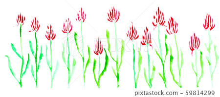 Watercolor floral drawing. Abstract red flowers ornament. Watercolor floral drawing. Abstract red flowers ornament. 59814299