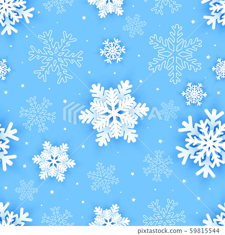 Seamless pattern with paper snowflakes - Stock Illustration [59815544 ...
