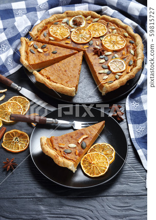 sliced Sweet potato pie on a plate sliced Sweet potato pie on a plate 59815727