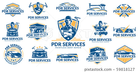 Paintless Dent Repair logo set, PDR service logo Paintless Dent Repair logo set, PDR service logo 59818127