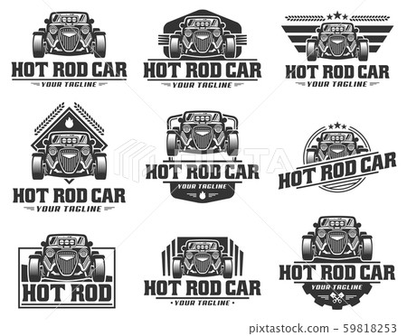 Hot Rod car logo, HotRod vector emblem, Vector Hot Hot Rod car logo, HotRod vector emblem, Vector Hot 59818253