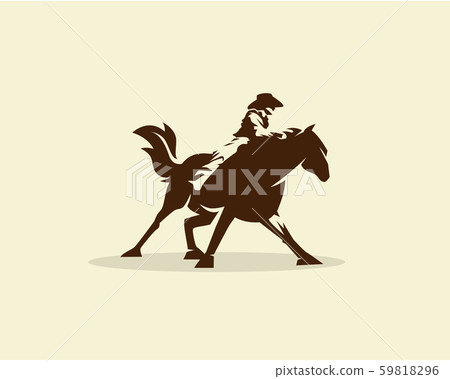Vector of Cowboy riding wild horse Vector of Cowboy riding wild horse 59818296