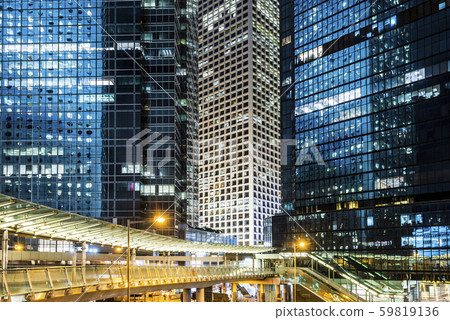 low angle view of modern office block buildings in Hong Kong. low angle view of modern office block buildings in Hong Kong. 59819136