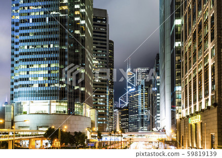 low angle view of modern office block buildings in Hong Kong. low angle view of modern office block buildings in Hong Kong. 59819139