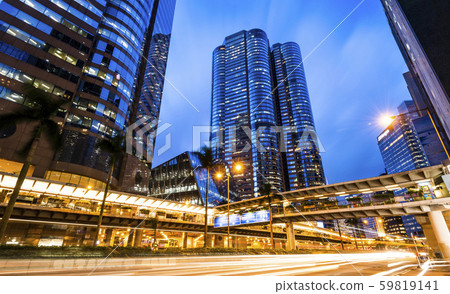low angle view of modern office block buildings in Hong Kong. low angle view of modern office block buildings in Hong Kong. 59819141