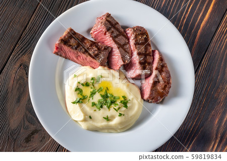 Strip steak with celery puree Strip steak with celery puree 59819834