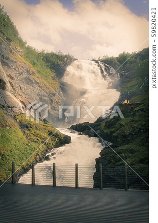 Kjosfossen waterfall. One of Norway's largest Kjosfossen waterfall. One of Norway's largest 59820421