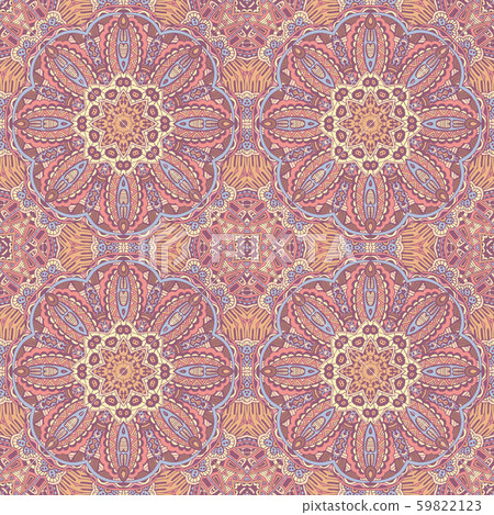 Vintage doodle mandala art ethnic seamless background. 59822123