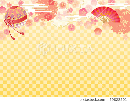 Firewood, folding fan and plum Firewood, folding fan and plum 59822201