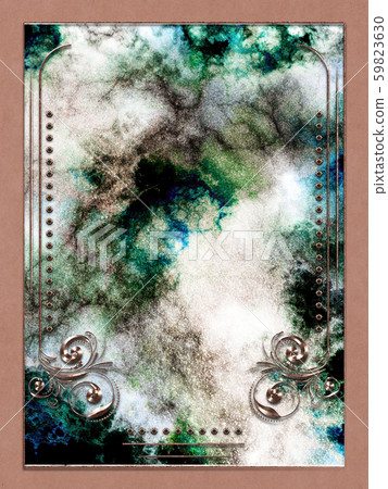Gold floral frame with marble 59823630