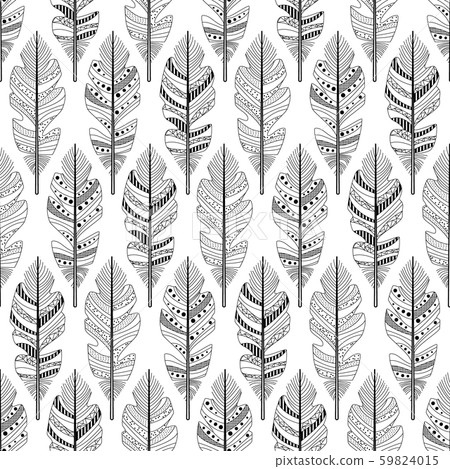 black and white feathers seamless pattern - Stock Illustration ...