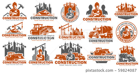 Construction logo template set, logo pack, logo 59824087