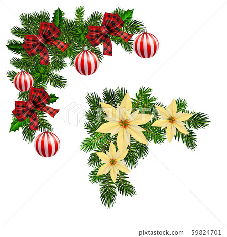 Christmas decorations with fir tree collection isolated Christmas decorations with fir tree collection isolated 59824701