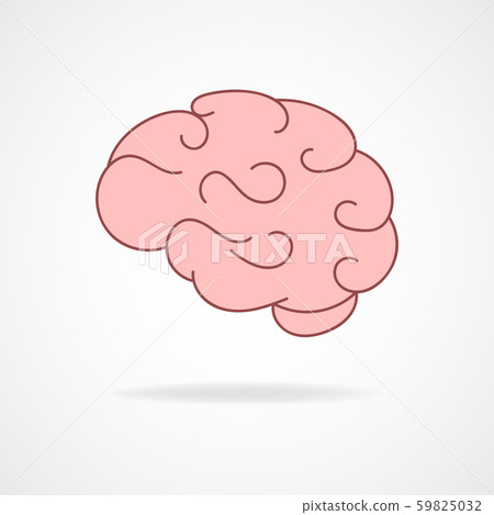 Vector outline illustration of human brain on - Stock Illustration ...