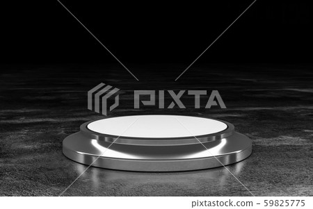 Minimalistic showcase with empty space in modern futuristic style on dark industrial grunge 59825775