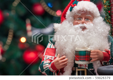 Santa Claus on a background of christmas trees 59826379