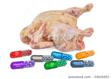 Vitamins and minerals of chicken or hen 59826897