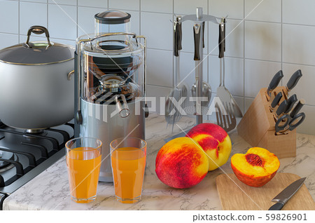 Peach or nectarine juice and electric juicer 59826901