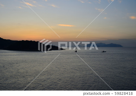 Tomonoura dawn and fishing boat Tomonoura dawn and fishing boat 59828418