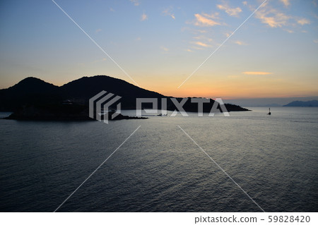 Tomonoura dawn and fishing boat Tomonoura dawn and fishing boat 59828420