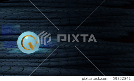 The gold start logo glass ball on black cables 3d rendering image for digital content. The gold start logo glass ball on black cables 3d rendering image for digital content. 59832841