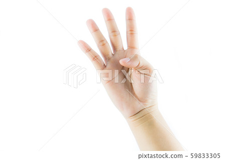 Hand gesture number four 59833305