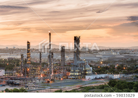Oil Refinery factory in the morning and Sunrise Oil Refinery factory in the morning and Sunrise 59833829