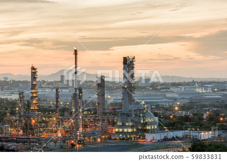 Oil Refinery factory in the morning and Sunrise 59833831