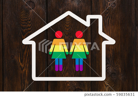 Six colored paper women in house. Lgbt pride gay 59835631