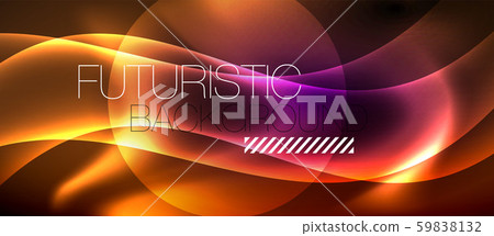 Glossy glowing neon light wave background Glossy glowing neon light wave background 59838132