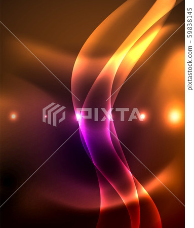 Glossy glowing neon light wave background 59838145