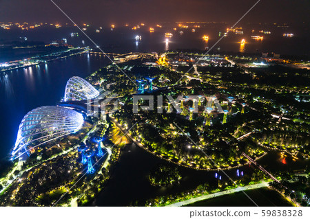 Night view of Gardens by the Bay from Marina Bay Sands Night view of Gardens by the Bay from Marina Bay Sands 59838328