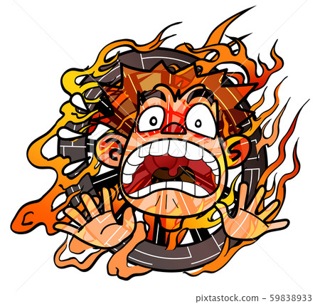 Men who fear in fire car 59838933