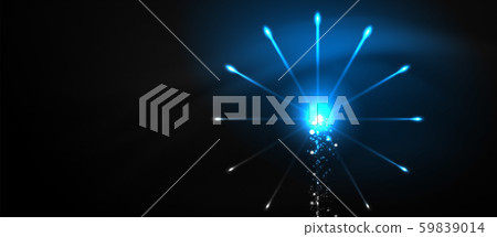 Colorful pyrotechnics show. Sky clouds. Black background. Festival celebration. Abstract fireworks 59839014