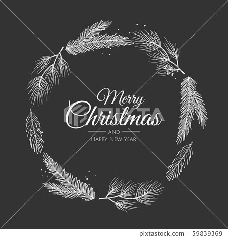 Christmas frame with winter plants. Botanical illustration. 59839369