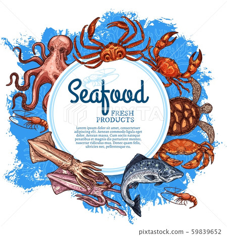 Seafood and fish market, sketch sea food 59839652