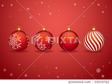 Red Christmas balls with snowflakes for Christmas background. 59839762