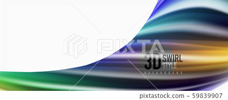 Modern Liquid color flow on white - colorful flow poster. Techno Wave Liquid shape in white color 59839907