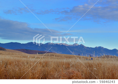 Japan Alps scenery seen from Kirigamine plateau Japan Alps scenery seen from Kirigamine plateau 59840243