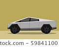 Flat vector illustration of polygon shape strange futuristic looking battery-powered off-road truck similar to electric cyber truck. 59841100