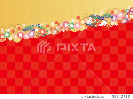 Japanese style background-plum, chrysanthemum,... - Stock Illustration ...