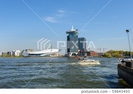 View to Adam lookout and The Eye, the film museum in Amsterdam 59843493