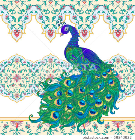 Peacock bird seamless pattern, background. Peacock bird seamless pattern, background. 59843922
