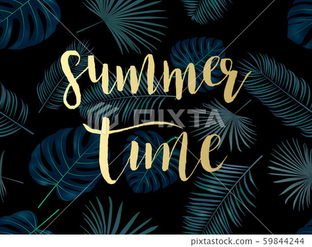 Summer tropical background with exotic palm leaves and plants. Summer tropical background with exotic palm leaves and plants. 59844244