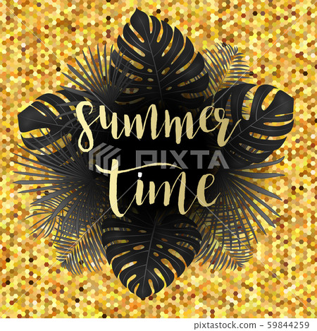 Summer tropical background with exotic palm leaves and plants. Summer tropical background with exotic palm leaves and plants. 59844259