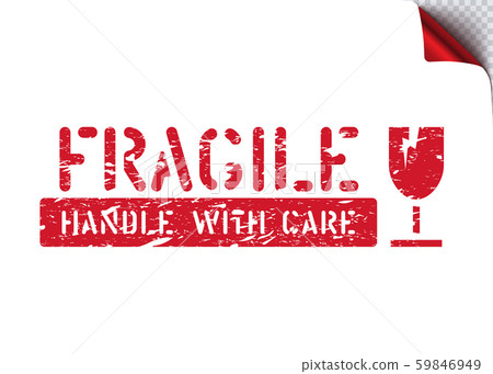 Fragile, handle with care isolated grunge box sign for cargo and logistics 59846949