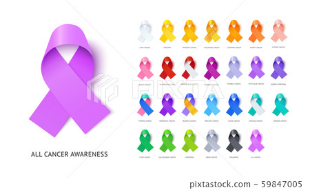 Cancer awareness ribbons realistic vector illustrations set 59847005