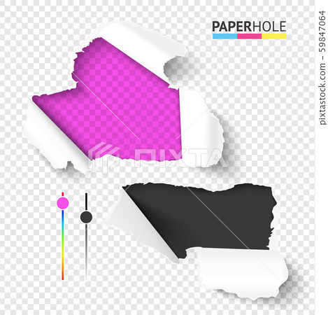 Empty torn paper with rip edges of hole on a transparent background for advertisement banner Empty torn paper with rip edges of hole on a transparent background for advertisement banner 59847064